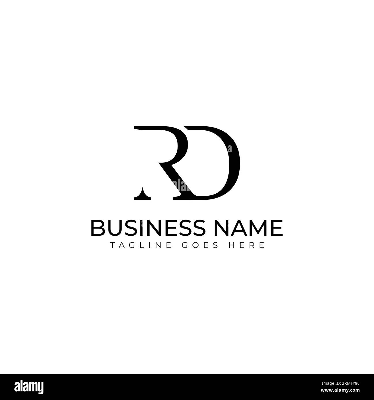 Logo RD iniziale o vettore di design del logo monogramma RD. Modello vettoriale di disegno del logo del monogramma RD DR iniziale Illustrazione Vettoriale