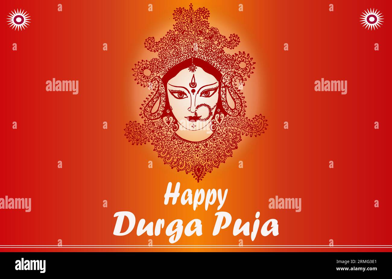 Happy Durga Puja Greeting con immagine grafica del dipinto fatto a mano della dea Durga con spazio per la copia. Foto Stock