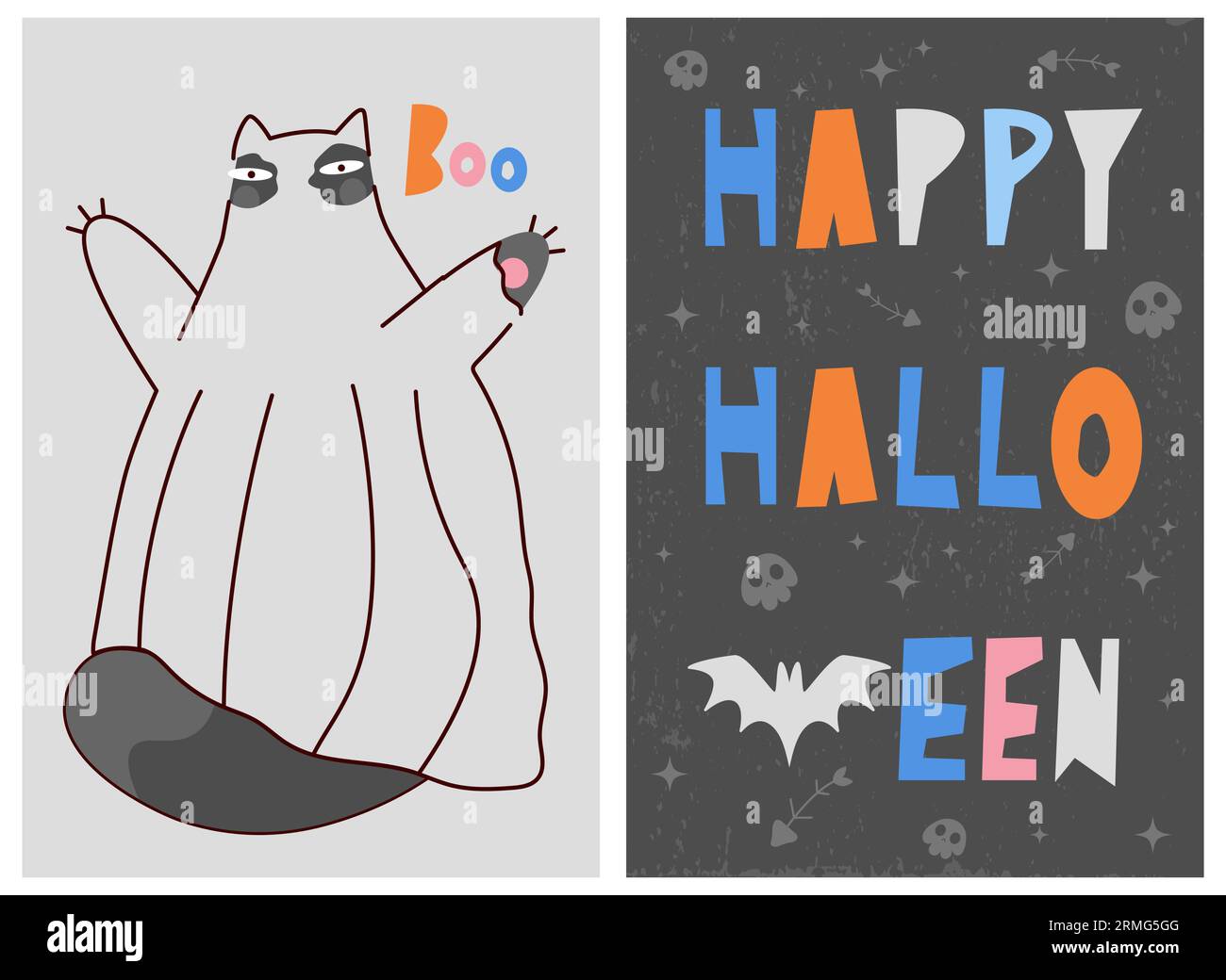 Poster per decorazioni vettoriali di Halloween.disegnati a mano Illustrazione Vettoriale
