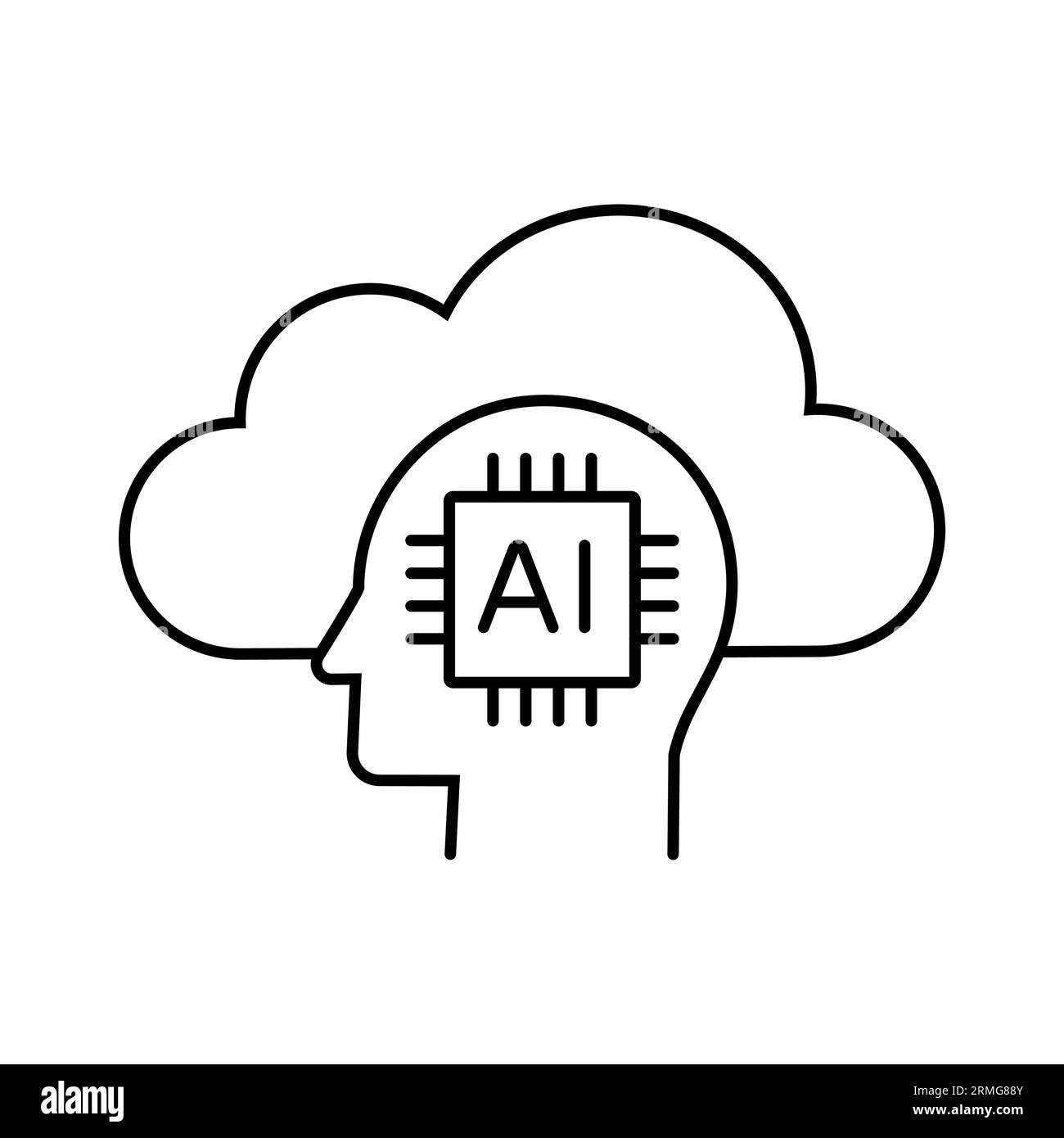 Icona cloud computing con intelligenza artificiale - illustra il concetto di cloud computing e intelligenza artificiale. Illustrazione Vettoriale