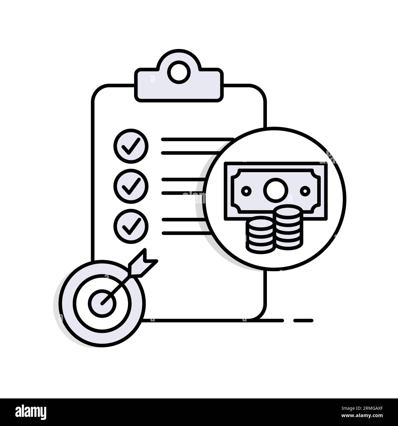 Icona obiettivi finanziari - raggiungimento degli obiettivi finanziari. Icona traccia modificabile perfetta. Illustrazione Vettoriale