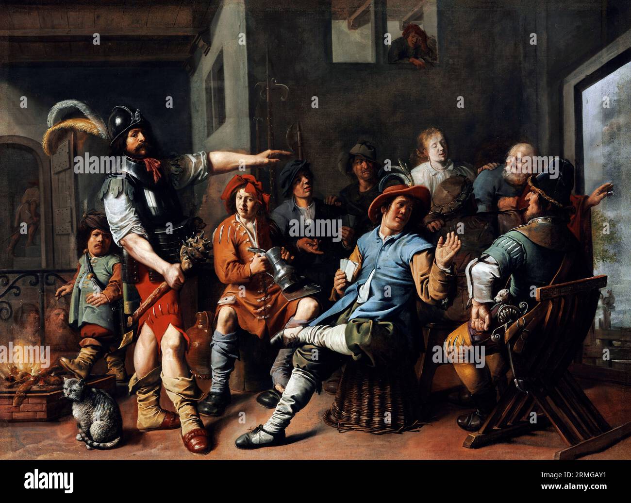 La negazione di San Pietro da parte del pittore olandese del secolo d'oro, Jan Miense Molenaer (1610-1668), olio su tela, 1633 Foto Stock