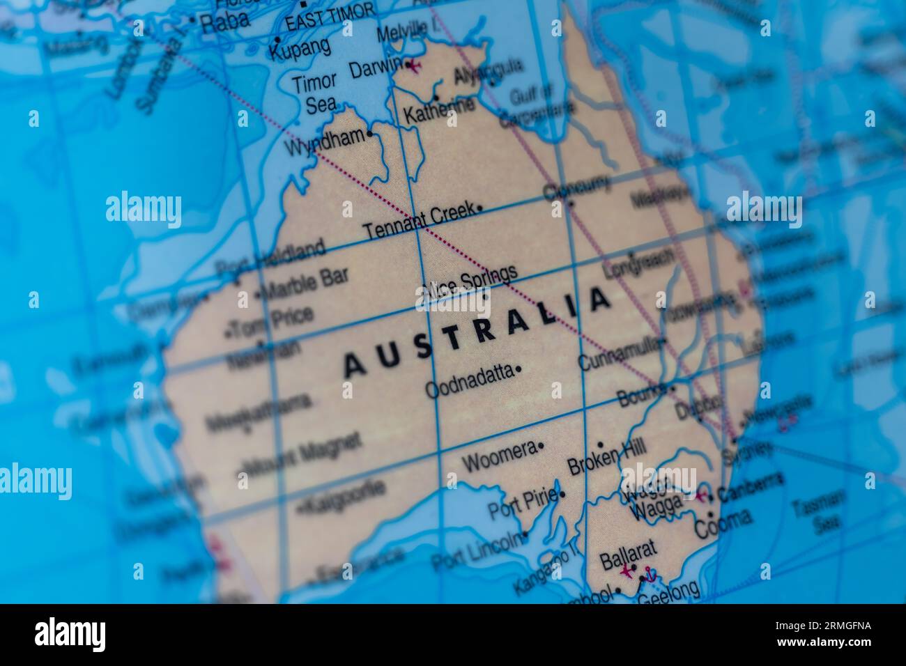 mappa del mondo, con l'Australia Foto Stock