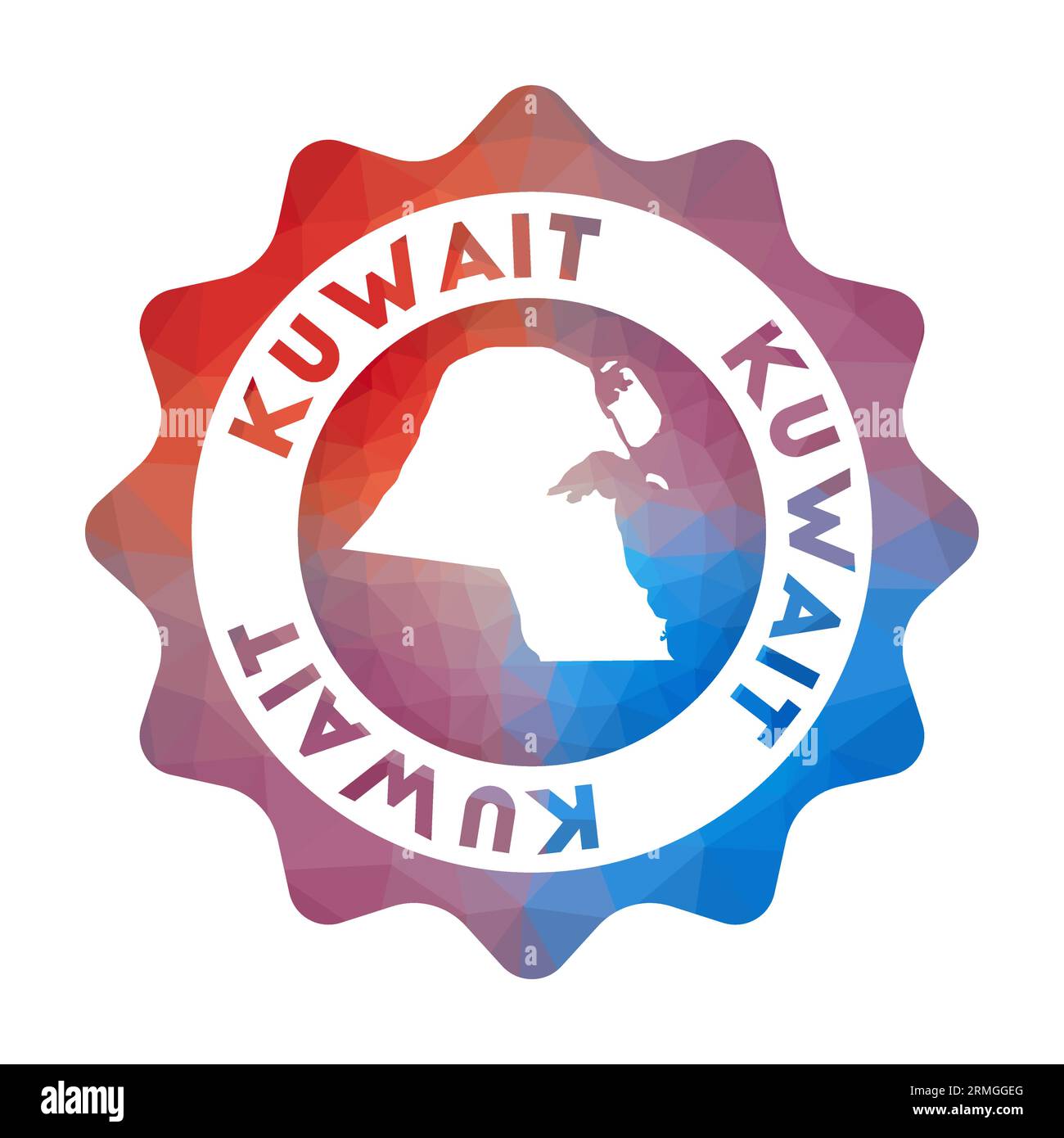 Logo basso in poliestere del Kuwait. Colorato logo da viaggio del paese in stile geometrico. Illustrazione Vettoriale