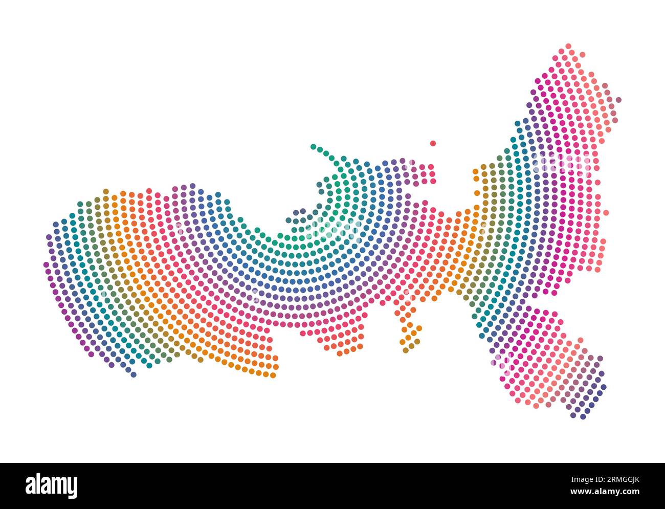 Mappa tratteggiata dell'Elba. Forma in stile digitale dell'Elba. Icona tecnologica dell'isola con punti graduati. Elegante illustrazione vettoriale. Illustrazione Vettoriale