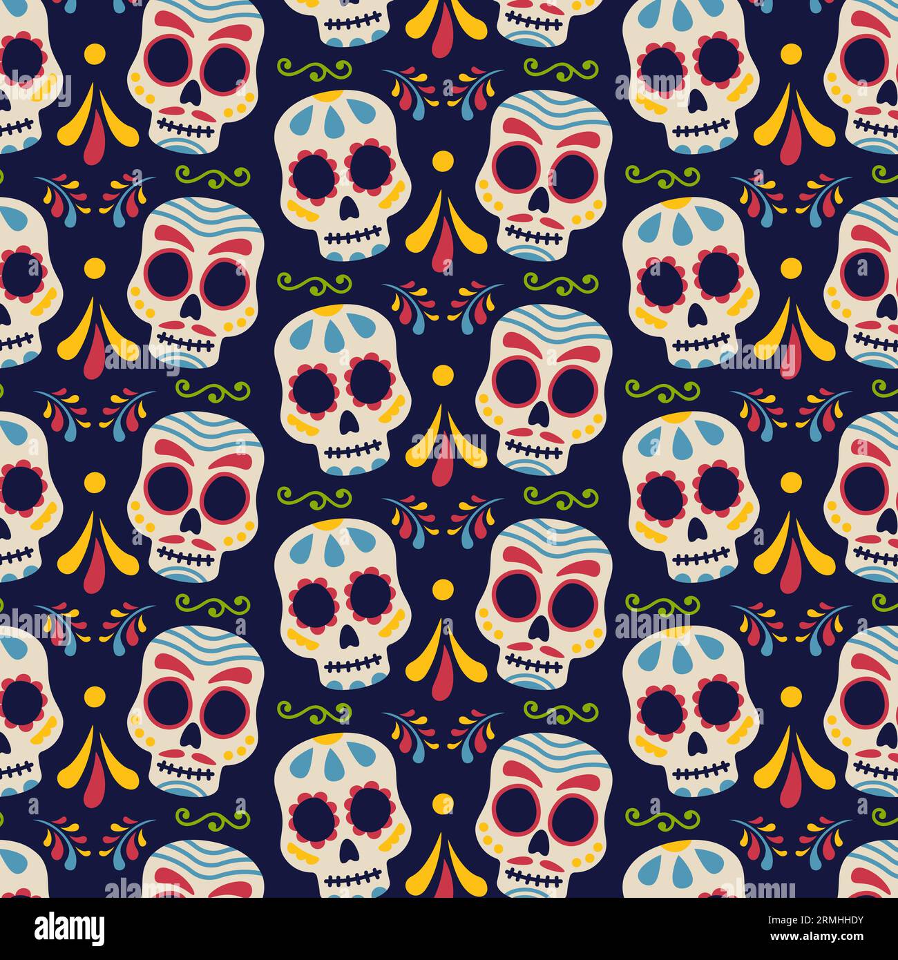 Modello per la decorazione Day of the Dead. Illustrazione di Vector Flat Illustrazione Vettoriale