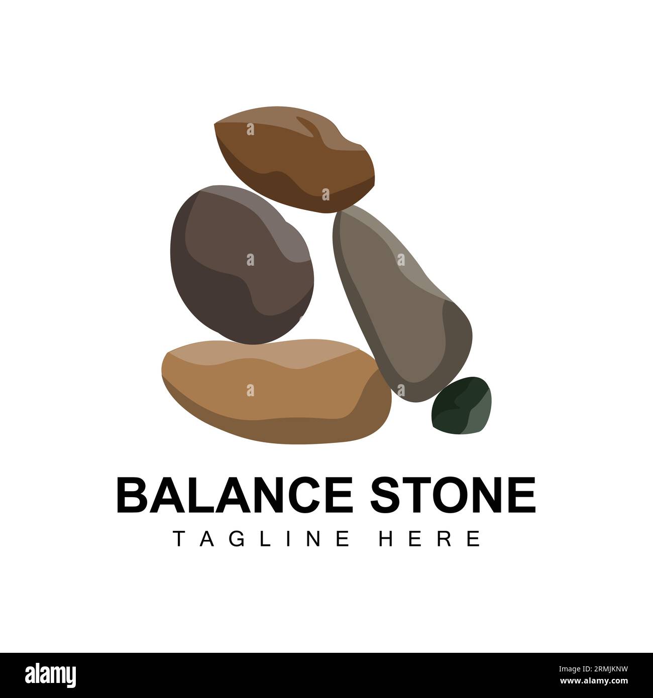 Design con logo in pietra sovrapposta, vettoriale di pietra di bilanciamento, illustrazione di pietra di materiale da costruzione, illustrazione di pietra pomice pietra di Walpapeer Illustrazione Vettoriale