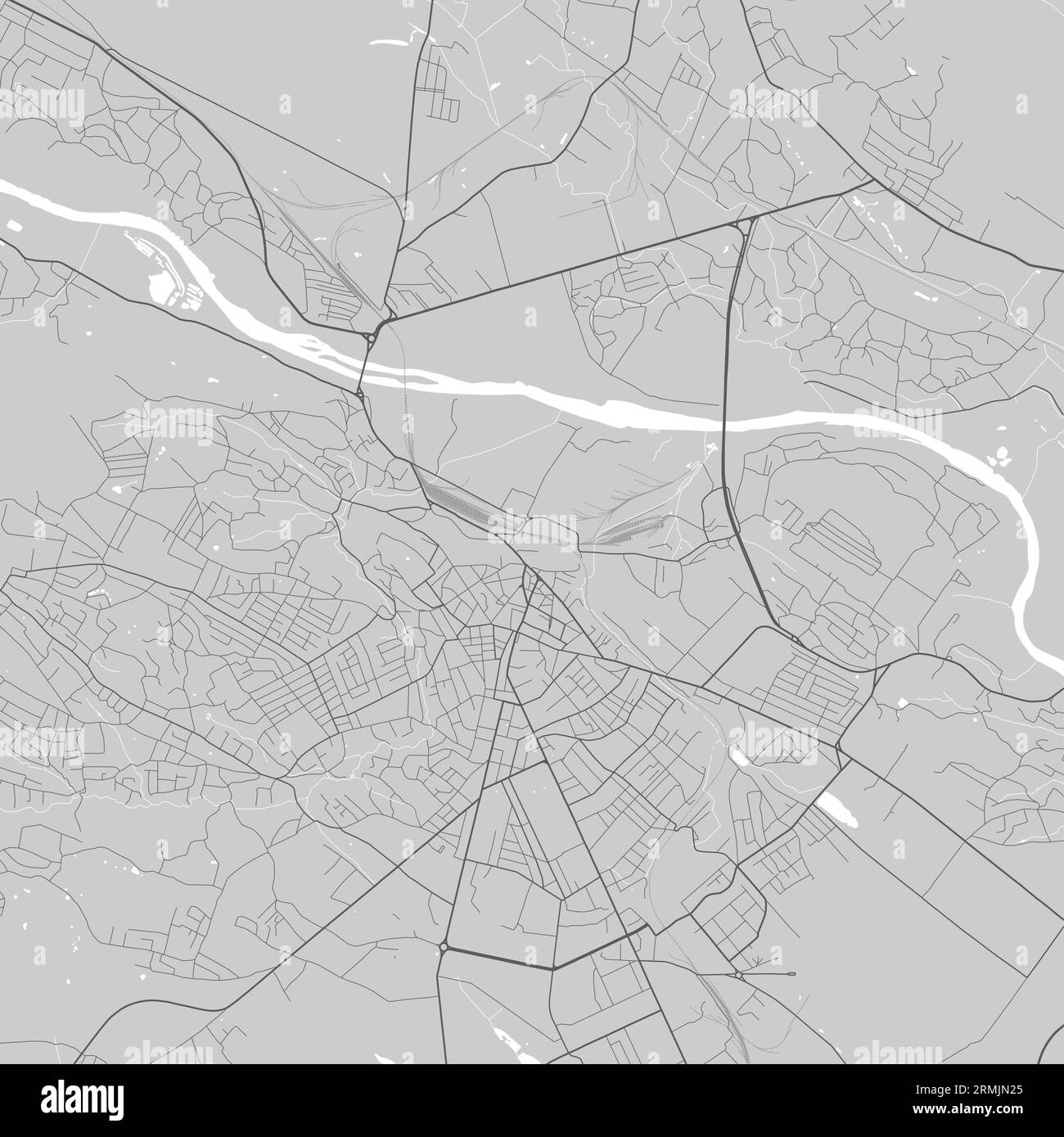 Mappa dettagliata della città di Chernivtsi, oblast center dell'Ucraina. Mappa dell'area amministrativa comunale con fiumi e strade, parchi e ferrovie. Illustr. Vettoriale Illustrazione Vettoriale