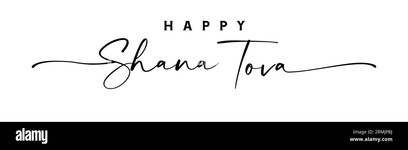 Felice Shana Tova elegante frase scritta a mano. Rosh Hashanah, festa ebraica felice anno nuovo. Modello per scheda di invito, poster, banner. Vettore Illustrazione Vettoriale