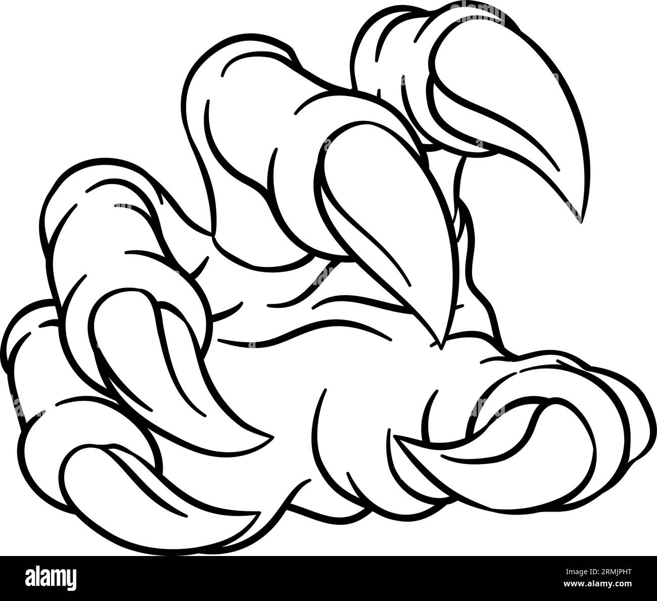 Monster Claw Dinosaur Dragon Cartoon Talon Hand Illustrazione Vettoriale