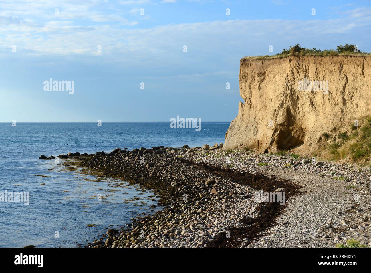 Splendido paesaggio costiero lungo la grande cintura di Korsør, Danimarca. Foto Stock