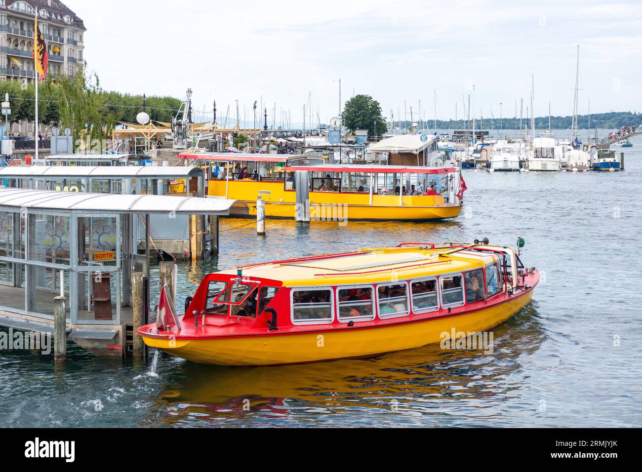 Terminal dei traghetti di Genève Pâquis, Quai du Mont Blanc, Ginevra (Genève), Cantone di Ginevra, Svizzera Foto Stock