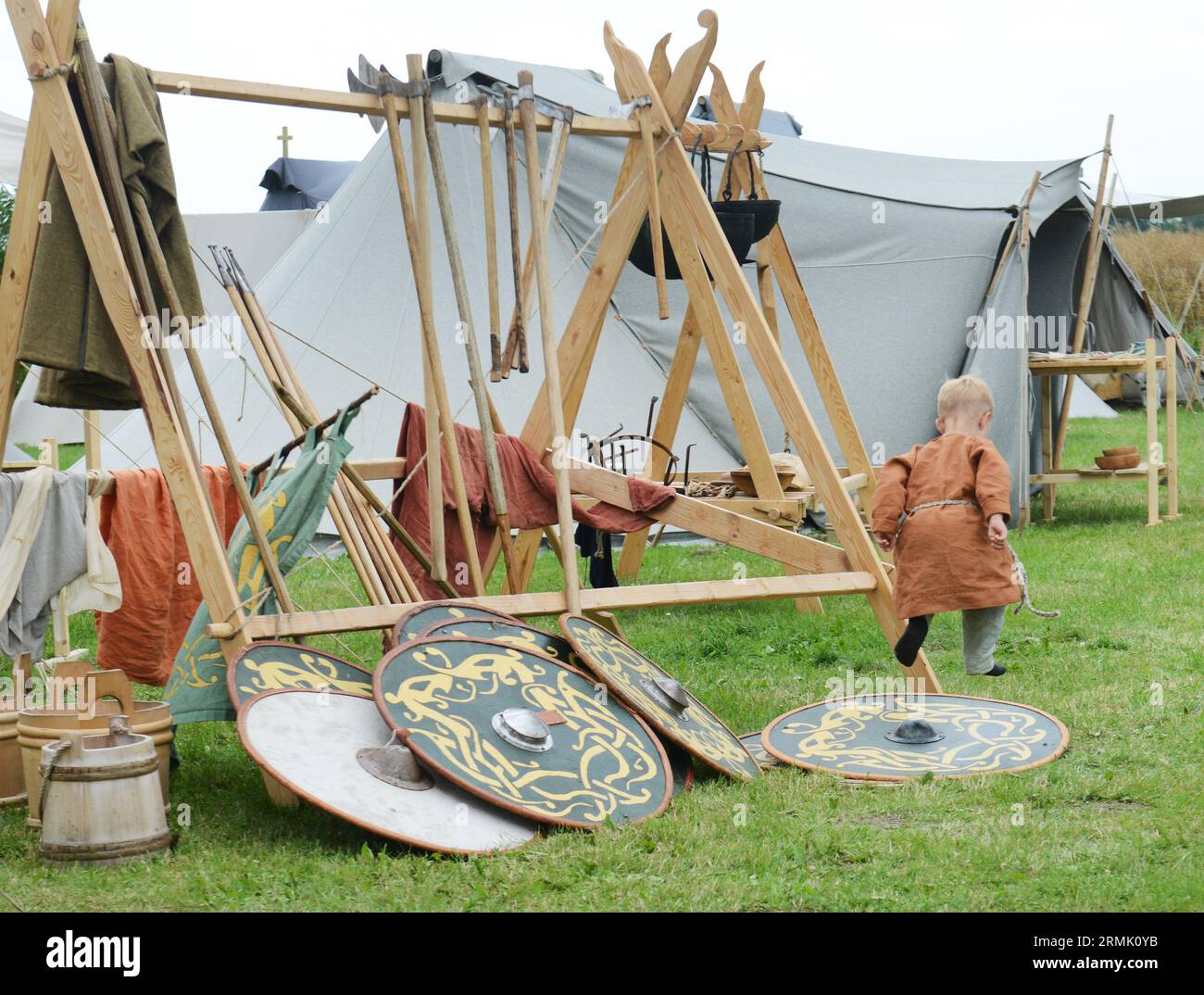 Il Trelleborgs Viking Festival a Slagelse, Zelanda, Danimarca. Foto Stock