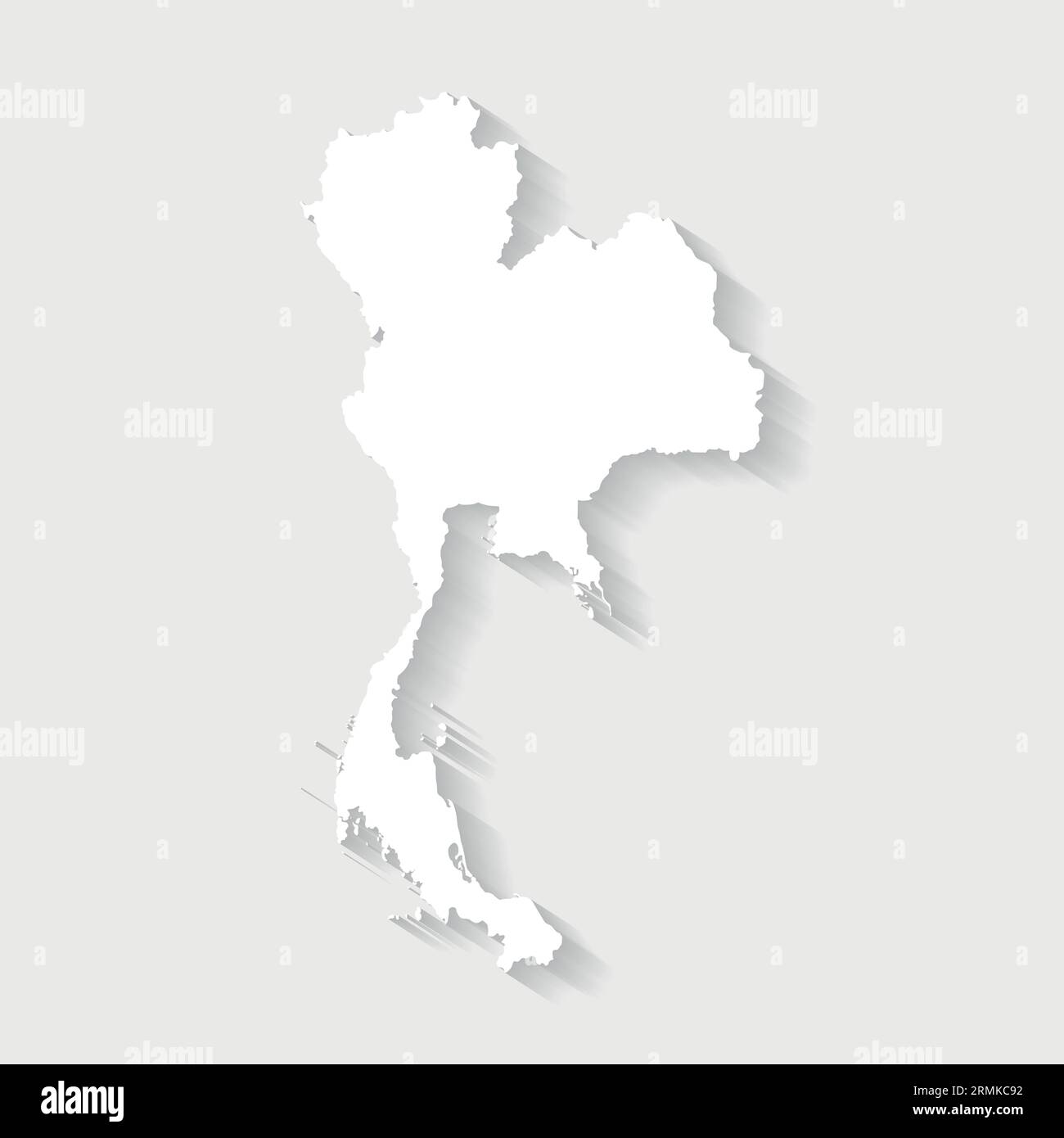 Semplice mappa bianca della Thailandia su sfondo grigio, vettore, illustrazione, file eps 10 Illustrazione Vettoriale