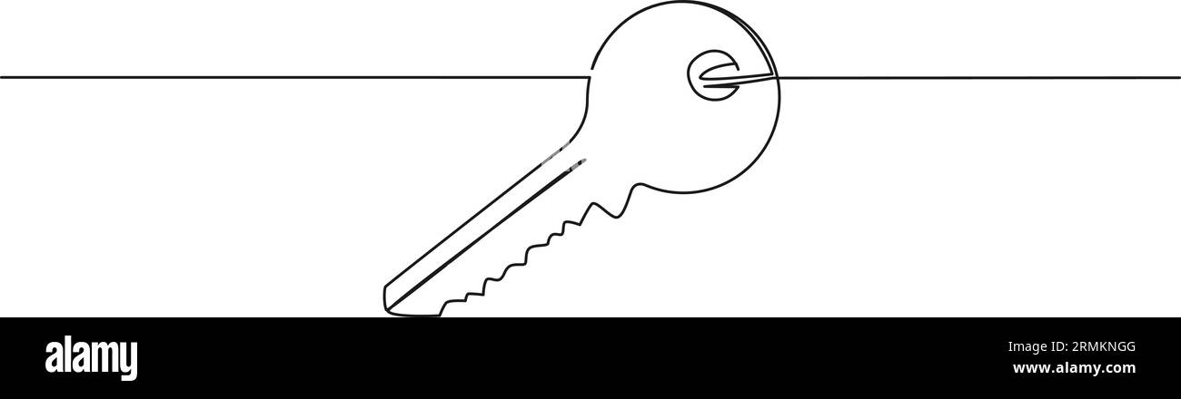 disegno continuo a riga singola della chiave della portiera anteriore, illustrazione vettoriale line art Illustrazione Vettoriale