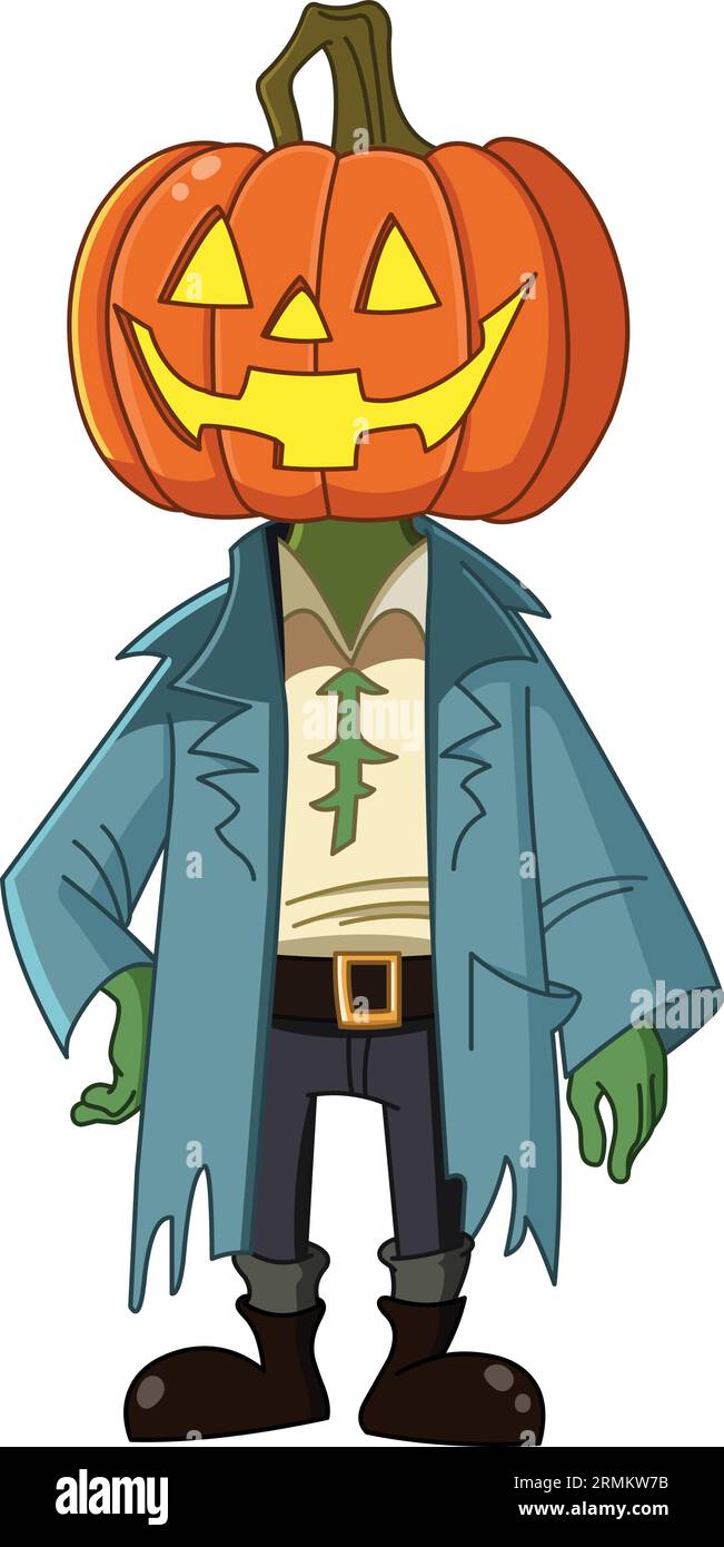 Personaggio dei cartoni animati della zucca di Jack o Lantern Illustrazione Vettoriale