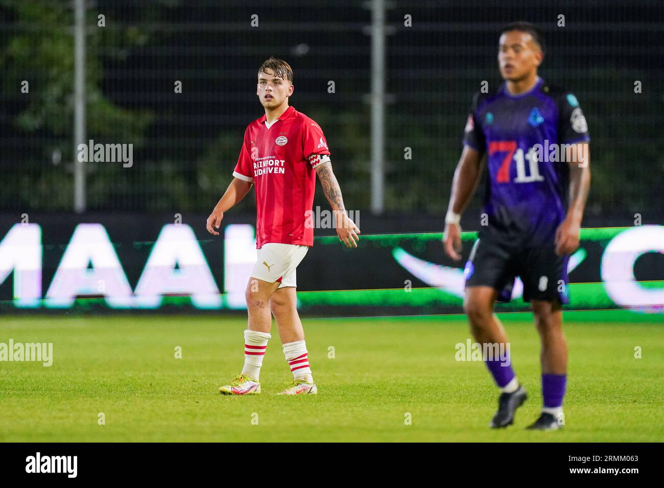 Eindhoven, Paesi Bassi. 14 agosto 2023. EINDHOVEN, PAESI BASSI - 14 AGOSTO: Jason van Duiven del PSV U23 durante il Keuken Kampioen Divisie match tra Jong PSV e Telstar al PSV Campus De Herdgang il 14 agosto 2023 a Eindhoven, Paesi Bassi. (Foto di Joris Verwijst/Orange Pictures) credito: Orange Pics BV/Alamy Live News Foto Stock