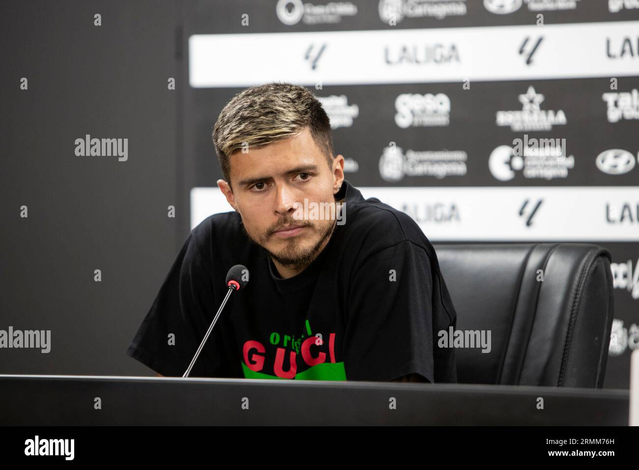 29/08/2023, il colombiano Juan Jose Narvaez, nuovo giocatore della squadra FC Cartagena, Estadio Cartagonova, Cartagena, regione di Murcia. Foto Stock