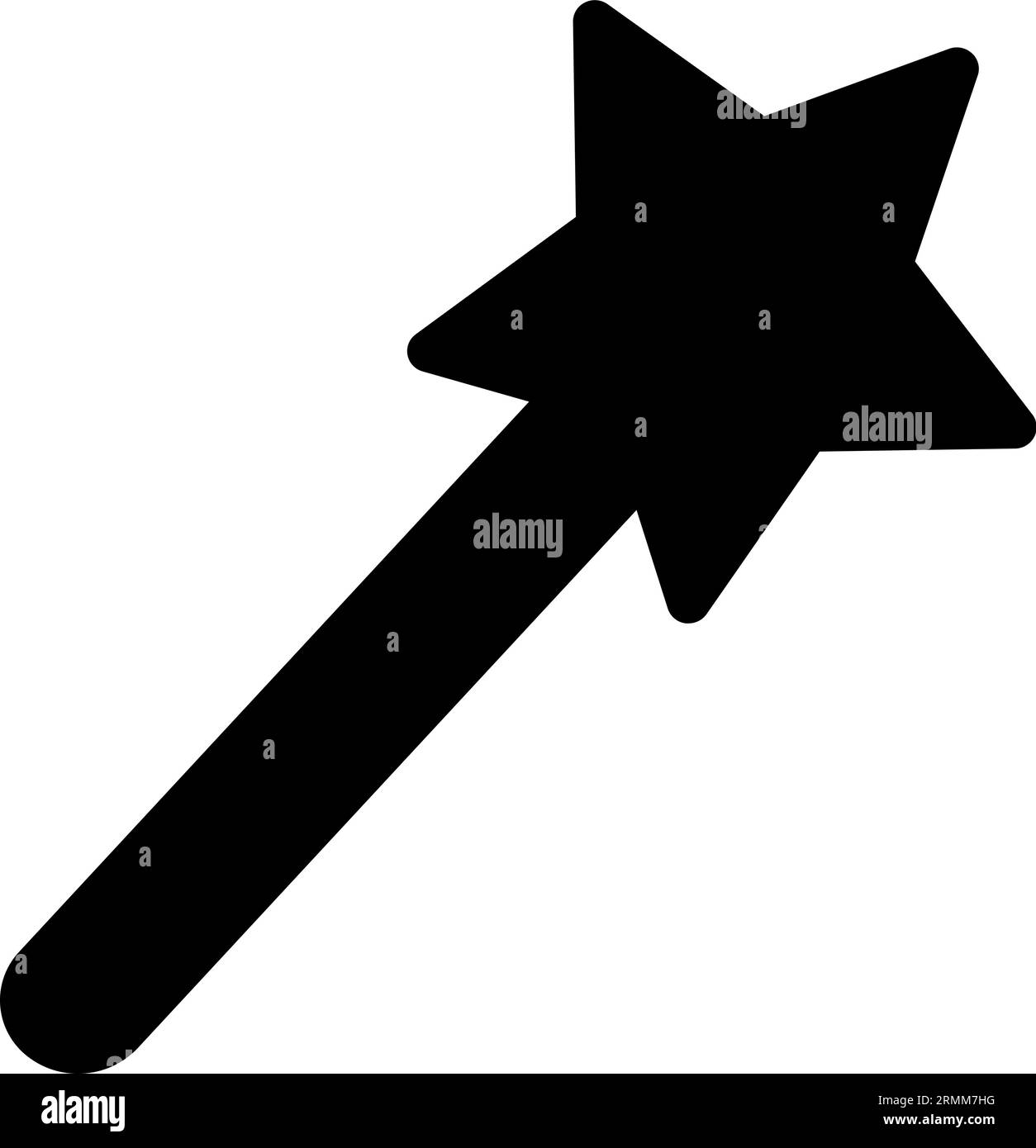 Forma della bacchetta magica di Natale. Elemento contorno dell'icona costume natalizio per bambini Fata o mago. Semplice icona vettoriale isola con silhouette in bianco e nero Illustrazione Vettoriale