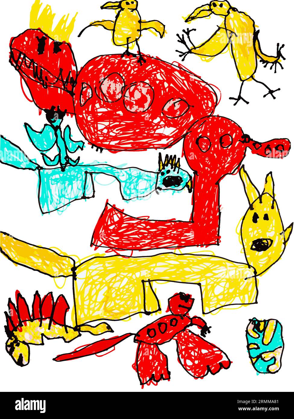 Set di adorabili dinosauri giurassici. Brontosaurus, velociraptor, triceratops, tirex, tyrannosaurus, pterodactylus in stile cartone animato. Scheda vettoriale Illustrazione Vettoriale