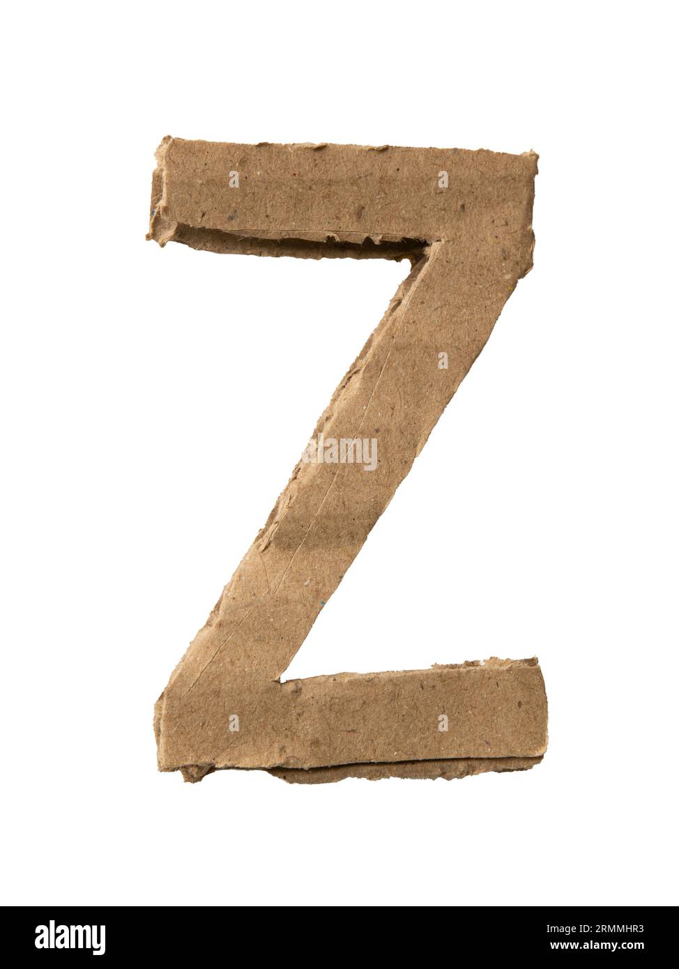 Lettera Z ritaglio della carta di cartone su sfondo bianco con percorso di ritaglio Foto Stock