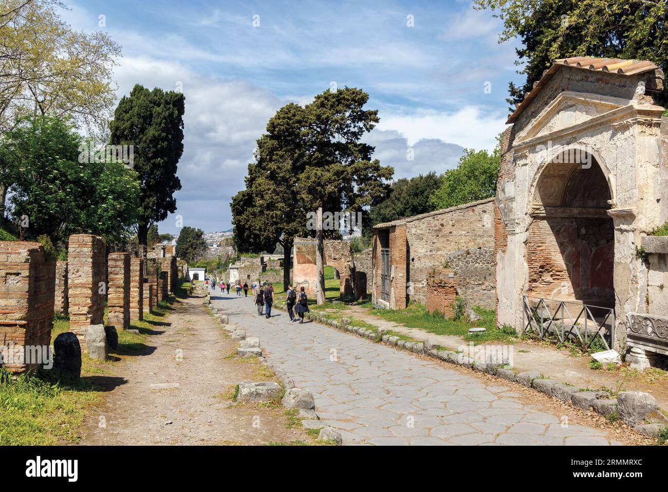 Sito archeologico di Pompei, Campania, Italia. La Necropoli di porta Ercolano. Pompei, Ercolano e Torre Annunziata sono collettivamente designati Foto Stock