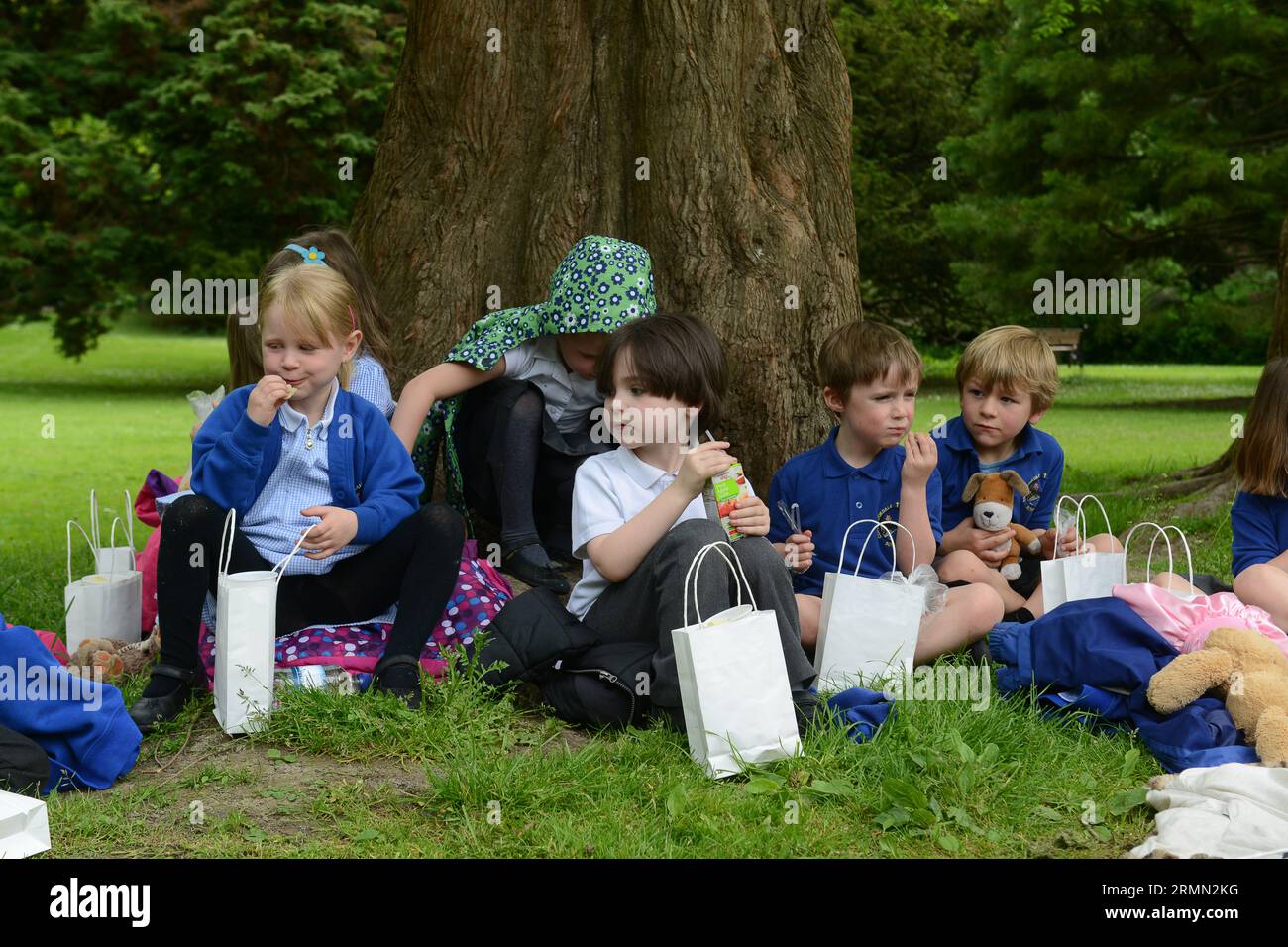 Picnic per bambini delle scuole Gran Bretagna 2015 Foto Stock