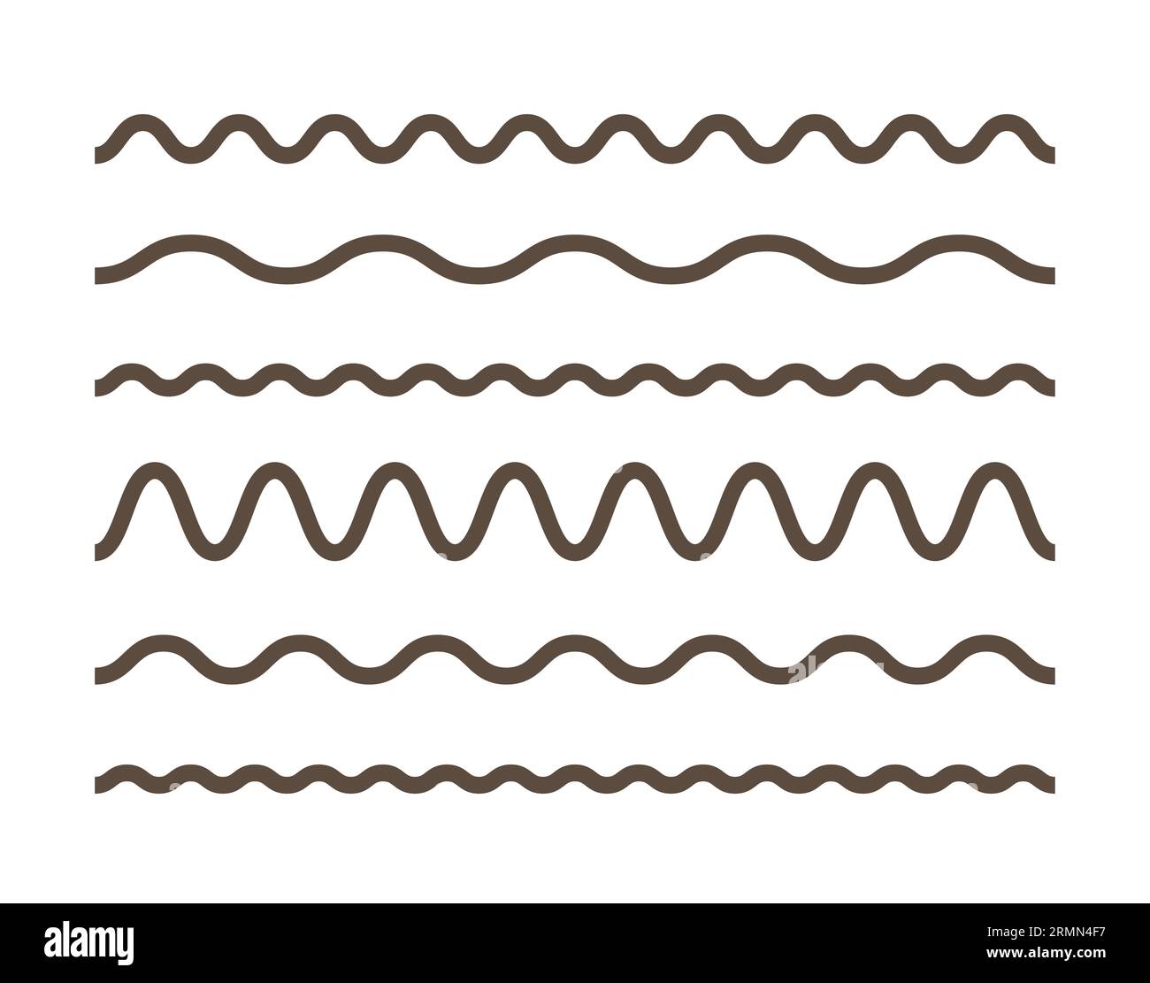 Set di linee ondulate per tracciatori Doodle. Icone sottili con contorni semplici. Illustrazione Vettoriale