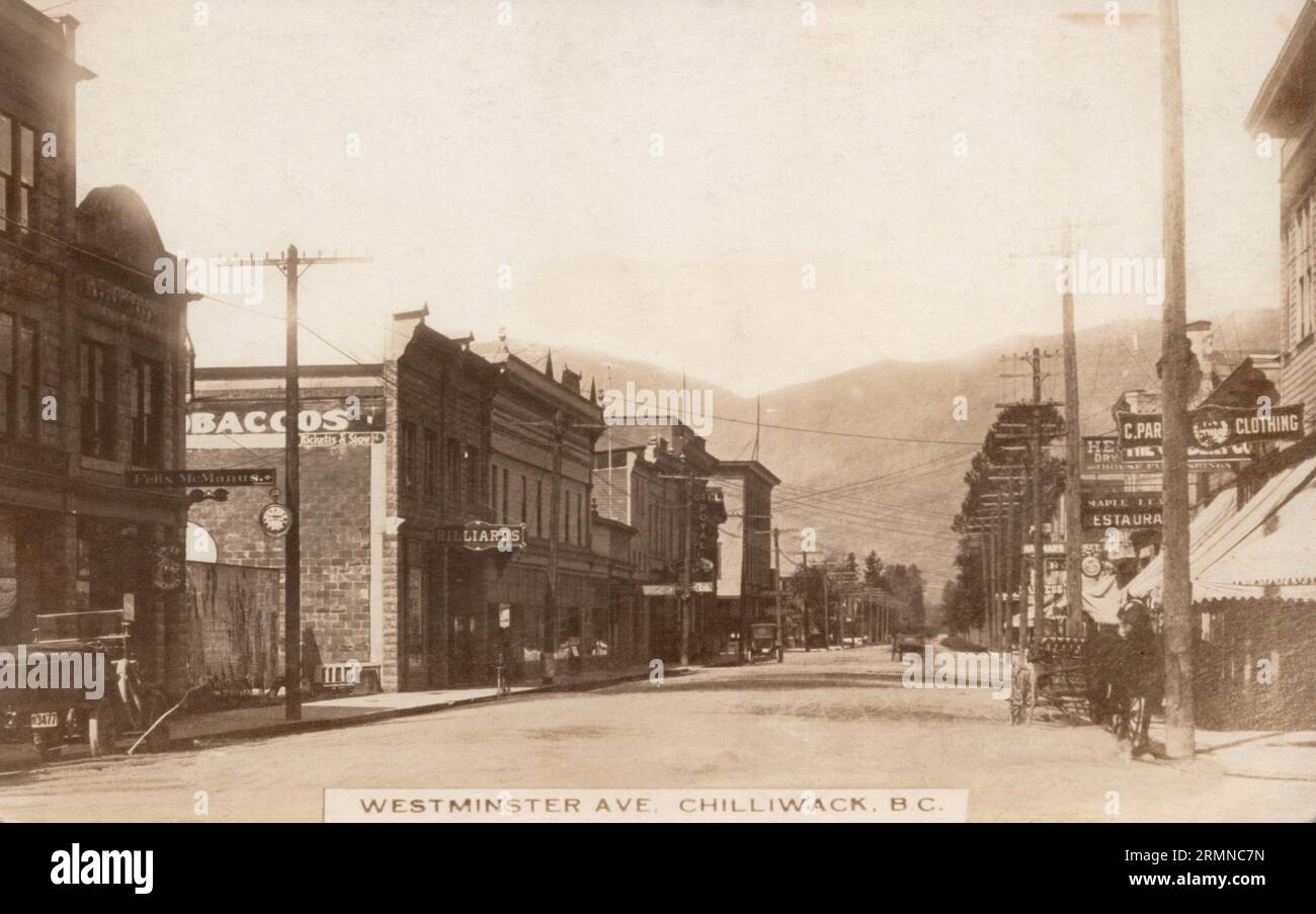 Westminster Avenue, Chilliwack, British Columbia Canada, cartolina degli anni '1900-'1920 Foto Stock
