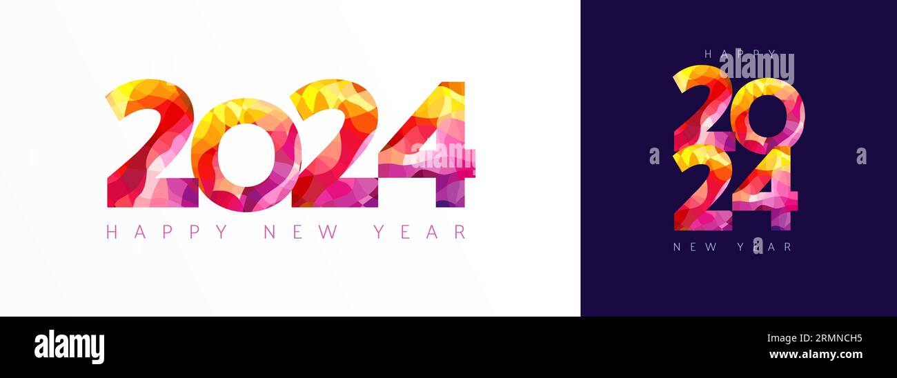 Collezione di icone creative per il nuovo anno 2024. Set rosso di numeri 2 0 2 4. Design moderno. Forma isolata. Informazioni sul titolo del calendario. Design della copertura Planner. Illustrazione Vettoriale