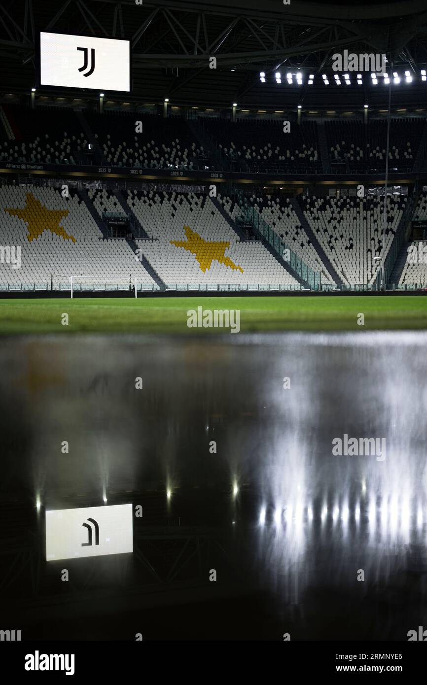 La vista generale all'interno dello stadio Allianz è visibile alla fine della partita di serie A tra Juventus FC e Bologna FC. Foto Stock