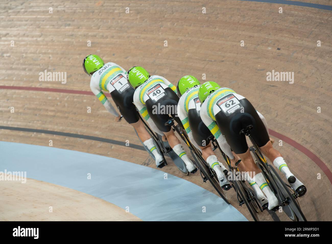 Squadra australiana di inseguimento femminile durante le qualifiche, UCI Track Cycling World Championships, 4 agosto 2023 Foto Stock