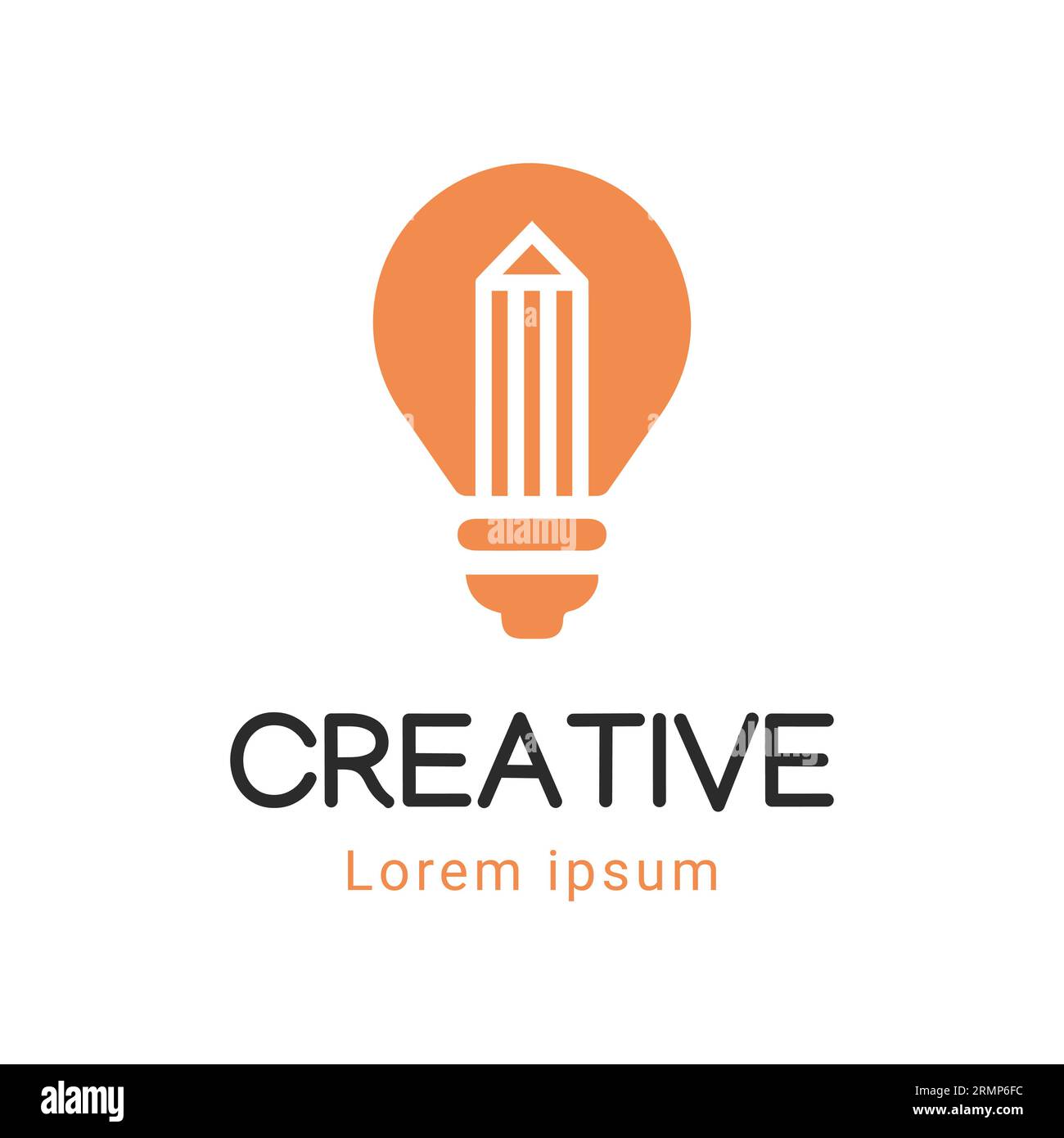 Lampadina a matita Creative idea con logo matita con logotipo della lampadina Illustrazione Vettoriale