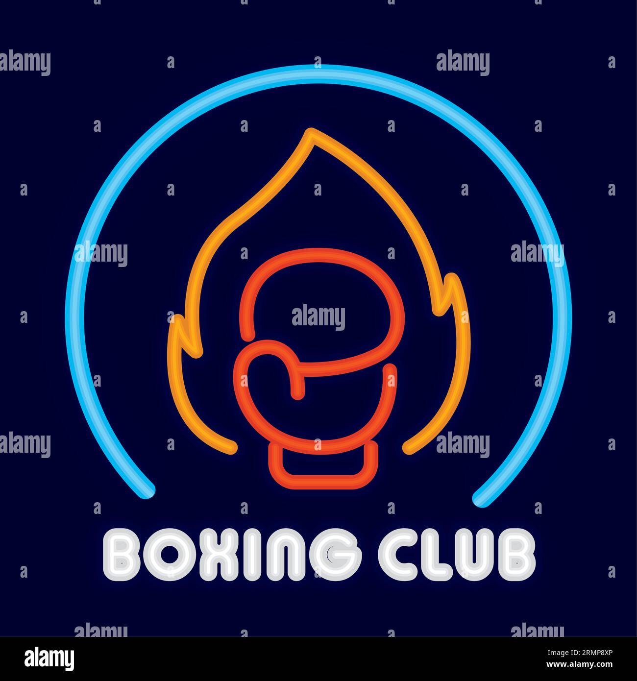 Poster al neon color boxing club Vector Illustrazione Vettoriale