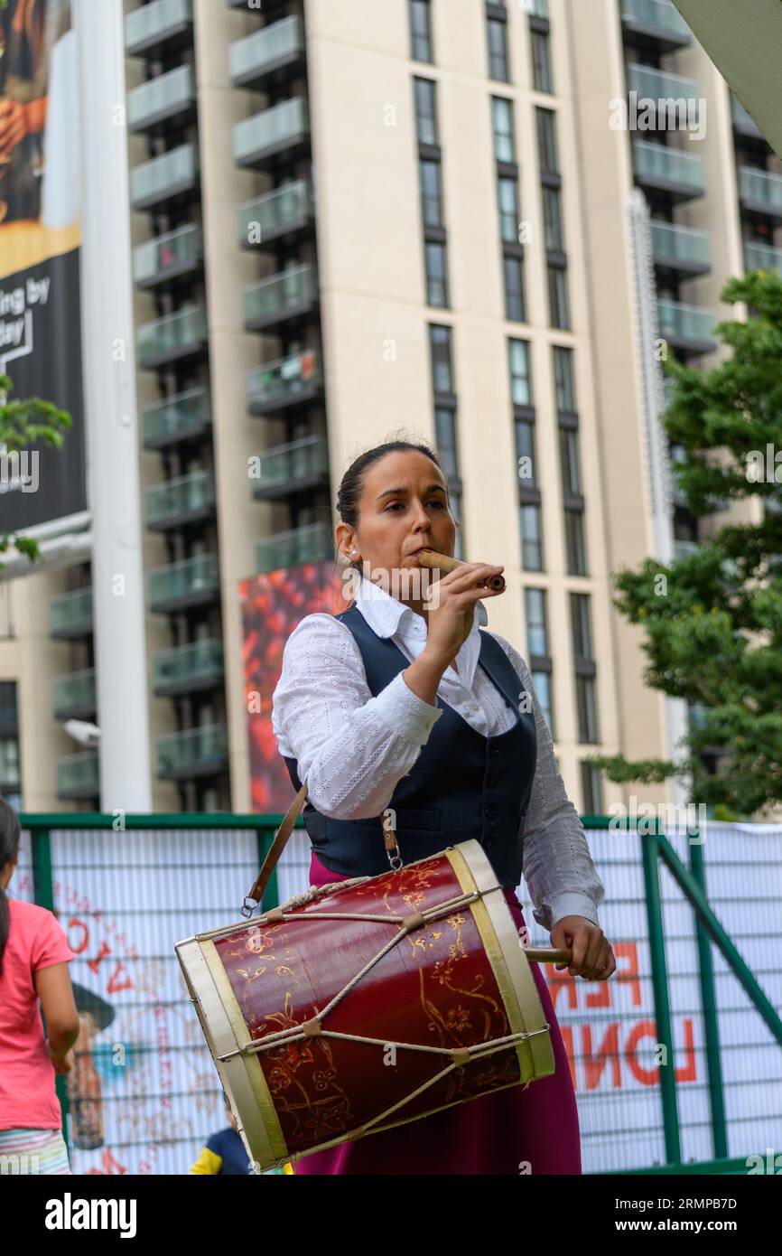 Londra, Regno Unito, 29 luglio 2023, Feria de Londres, il festival spagnolo, ritorno a Londra il 29 e 30 luglio. Si svolge a Wembley Park, una nuovissima location. Le attrazioni principali includono la danza del flaminco, la musica spagnola, il cibo e il vino. Andrew Lalchan Photography/Alamy Live News Foto Stock