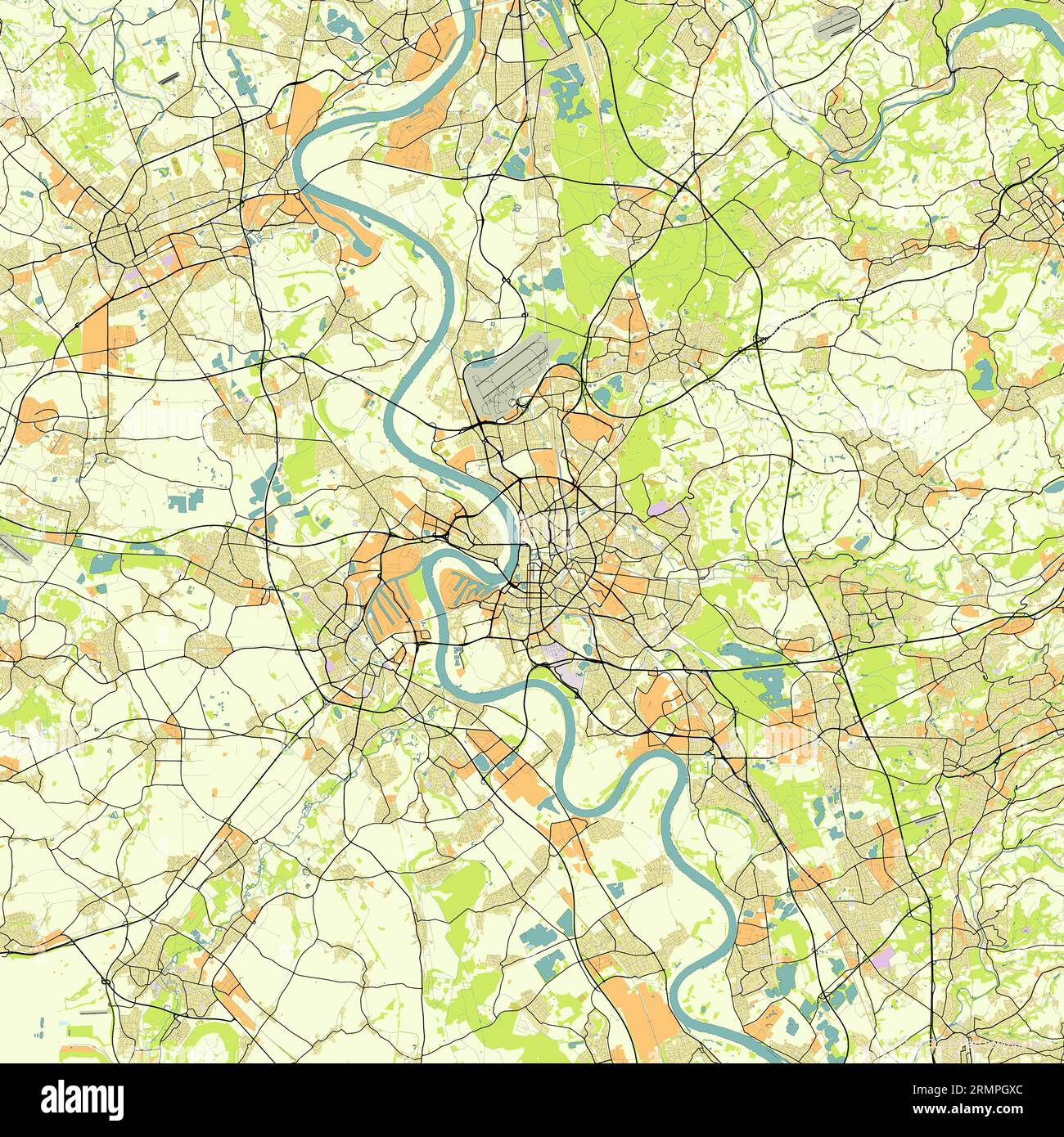 Mappa vettoriale della città di Dusseldorf, Germania Illustrazione Vettoriale