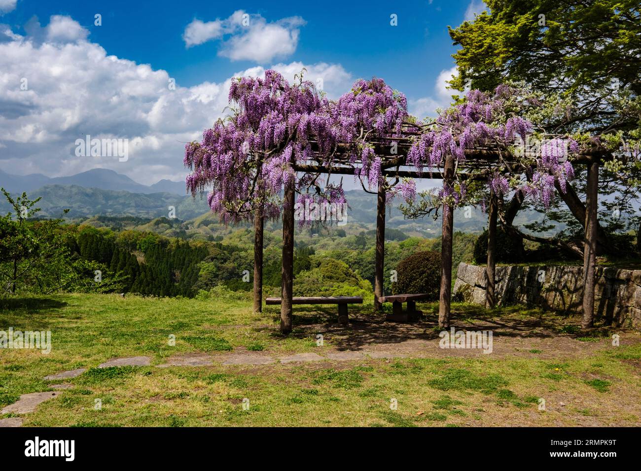 Giappone, Kyushu. All'interno della fortezza del castello di Oka, prefettura di Oita. Foto Stock