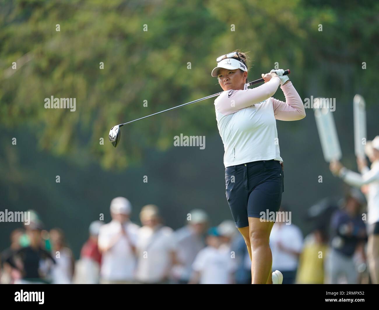 Megan Khang sulla 7a buca al Women's Open 2023, allo Shaughnessy Golf and Country Club, a Vancouver, British Columbia, 27 agosto 2023. Foto Stock