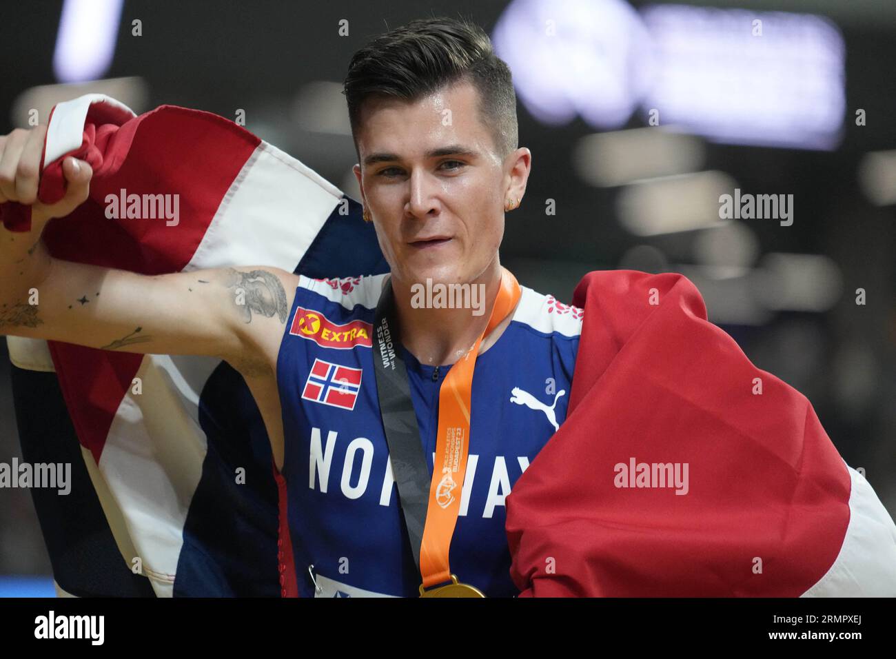 Jakob INGEBRIGTSEN di NOR Final 5000 METRI UOMINI durante i Campionati del mondo 2023 il 27 agosto 2023 a Nemzeti Atletikai Kozpont a Budapest, Ungheria. Foto Laurent Lairys/ABACAPRESS.COM Foto Stock