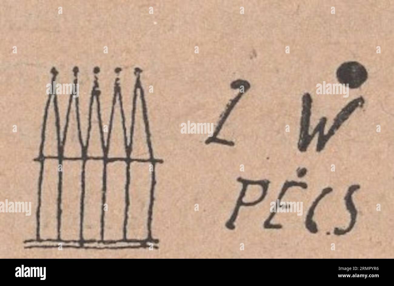 Illustrazioni originali d'epoca su marchi di porcellana e ceramica ungheresi - marchi Zsolnay risalenti a prima del 1945 Foto Stock