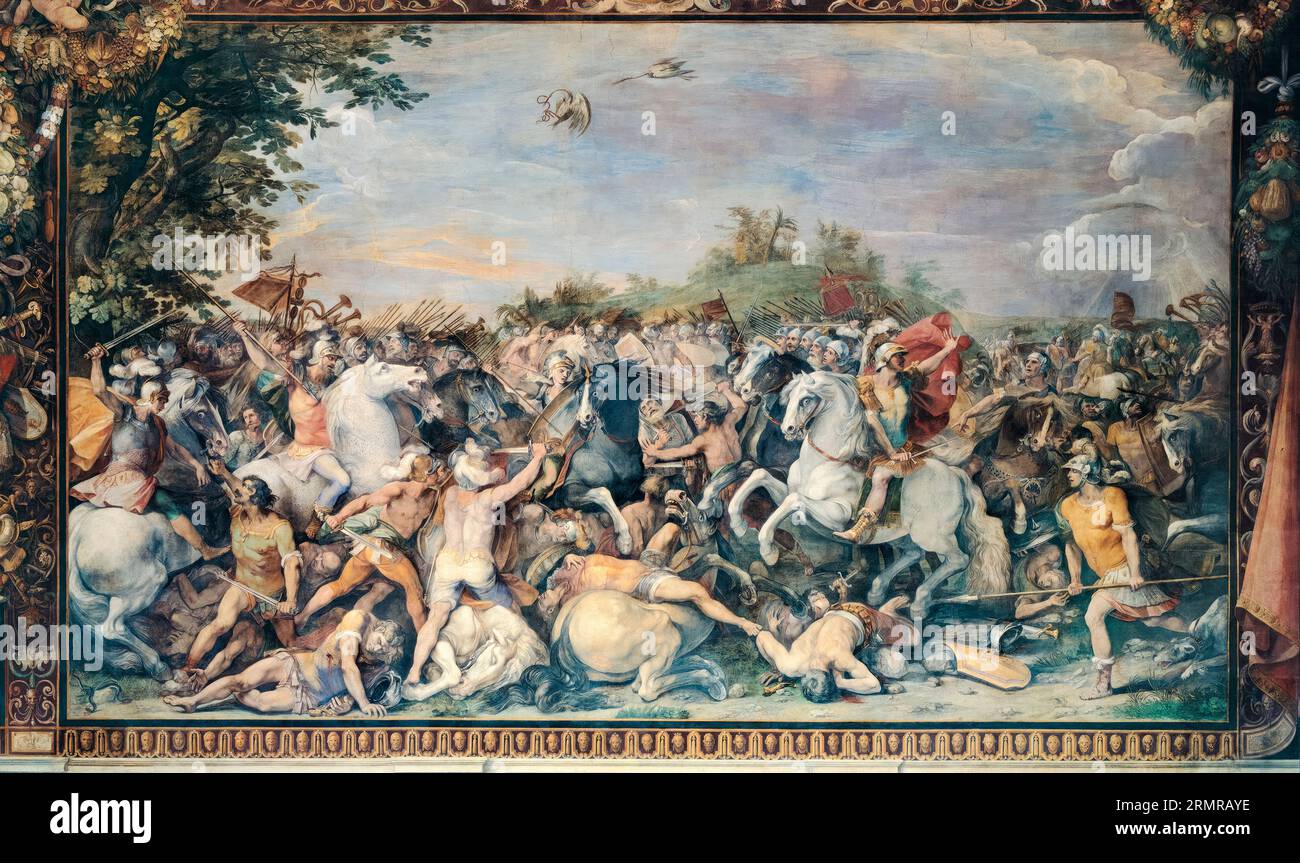 Giuseppe Cesari e laboratorio, Battaglia contro gli abitanti di Veii e Fidenae, affresco, 1598-1601 Foto Stock