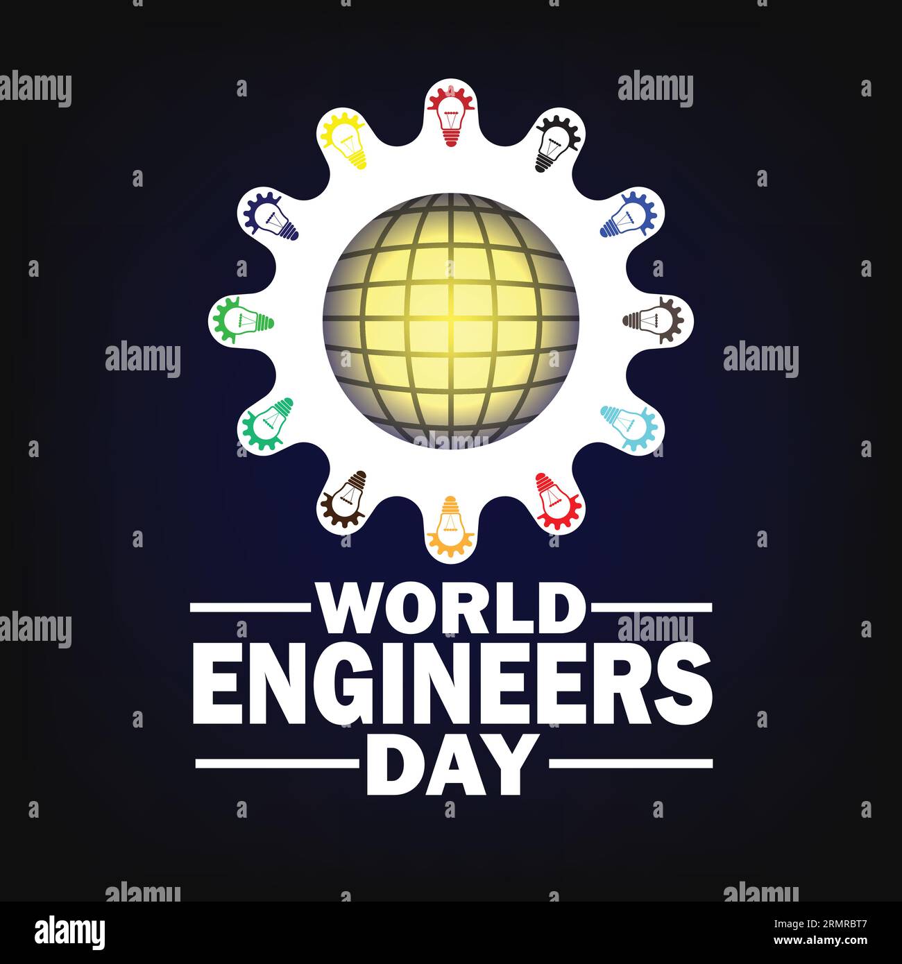 Illustrazione vettoriale della giornata mondiale degli ingegneri. Concetto di vacanza. Modello per sfondo, banner, scheda, poster con iscrizione di testo. Illustrazione Vettoriale