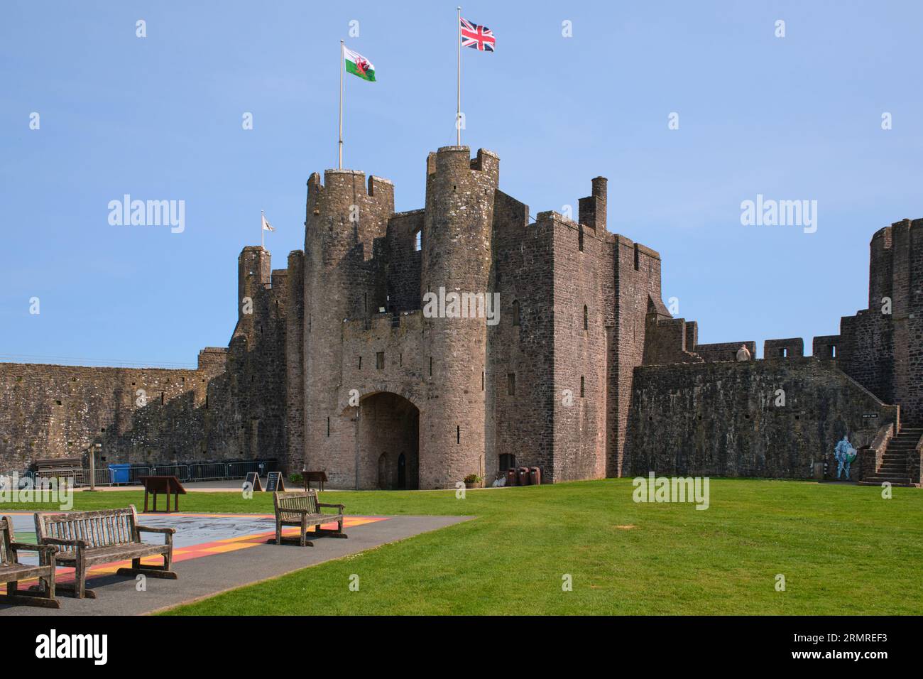 La Great Gatehouse al Castello di Pembroke, Galles Foto Stock