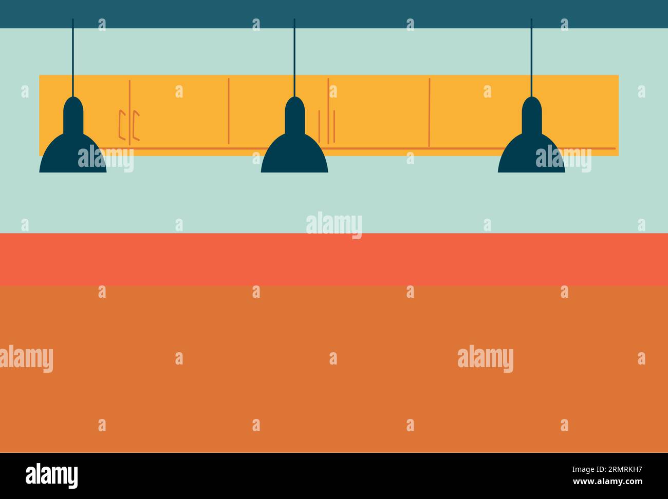 Bancone bar, lampadari in stile loft Illustrazione Vettoriale