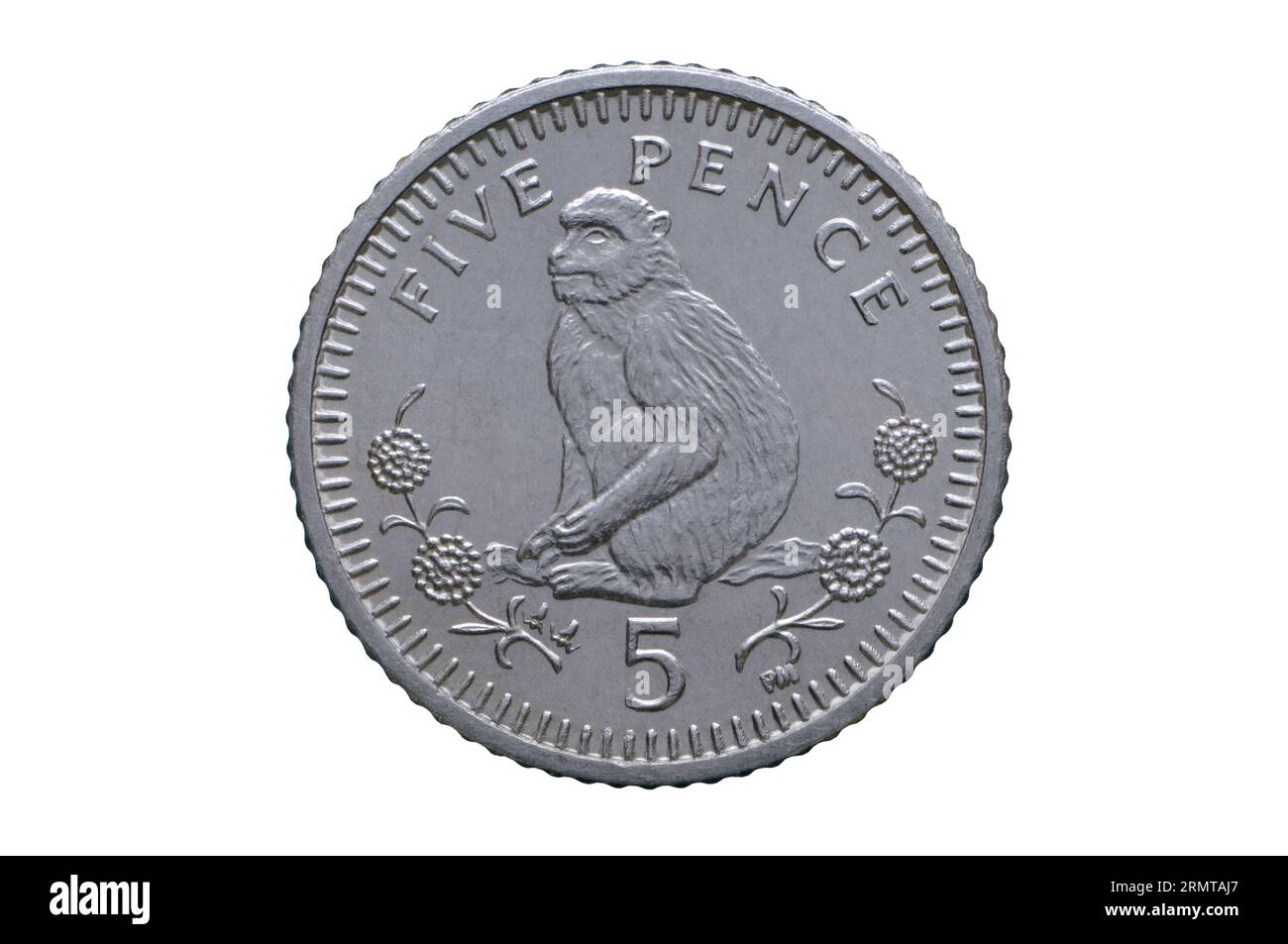 5 Pence Coin, Gibilterra Foto Stock