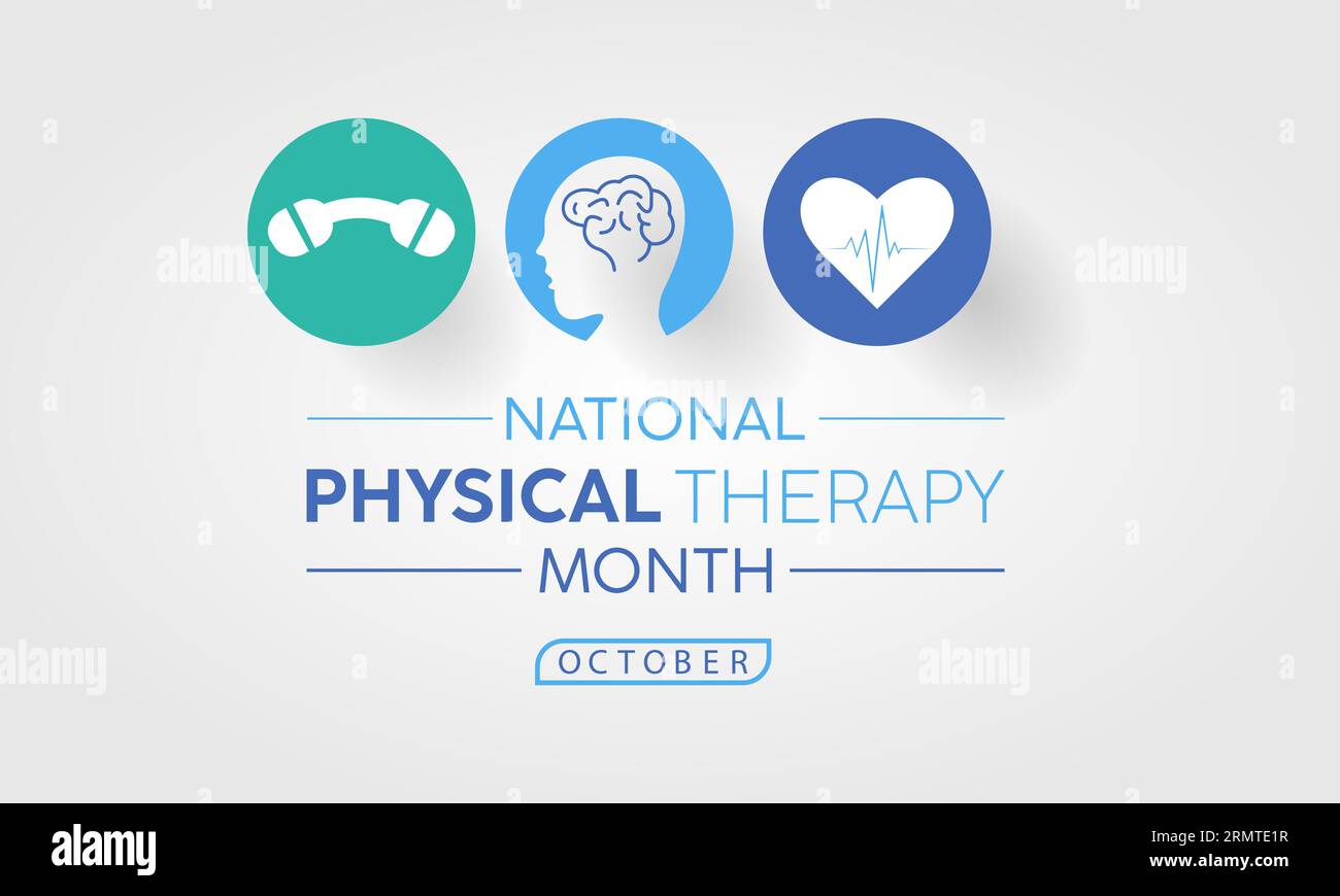 National Physical Therapy Month riconosce le competenze, la riabilitazione e le pratiche olistiche di salute. Modello illustrativo del vettore benessere. Illustrazione Vettoriale