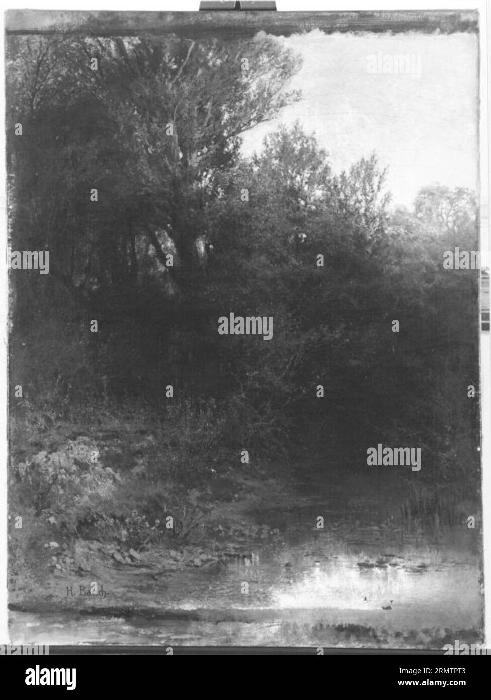 Bäume und Gesträuch an einem Altwasser circa 1880 di Hermann Baisch Foto Stock