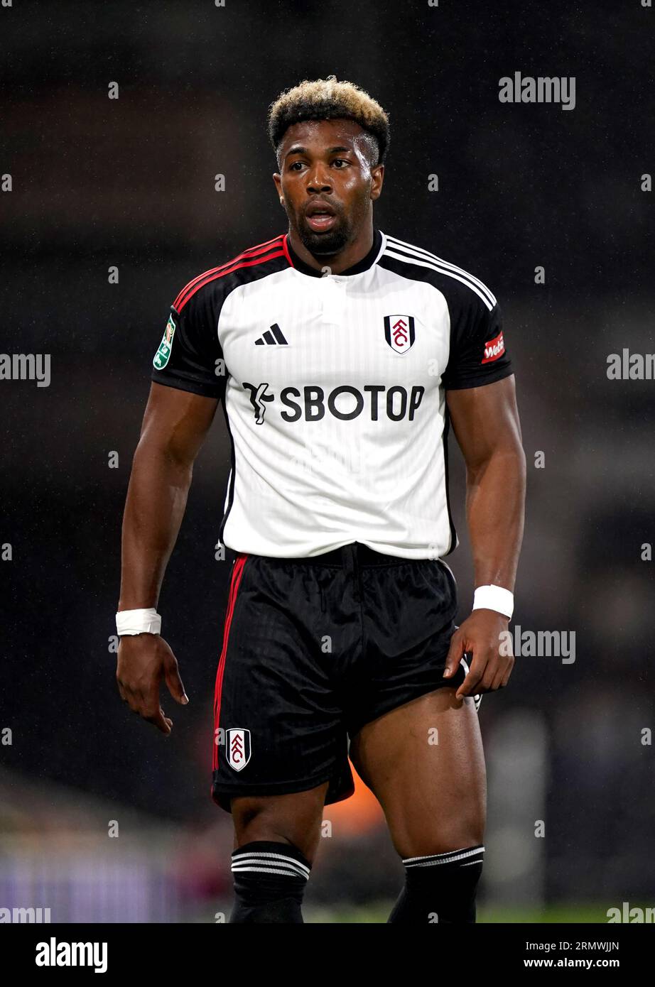 Adama Traore del Fulham durante la partita del secondo turno della Carabao Cup a Craven Cottage, Londra. Data foto: Martedì 29 agosto 2023. Foto Stock