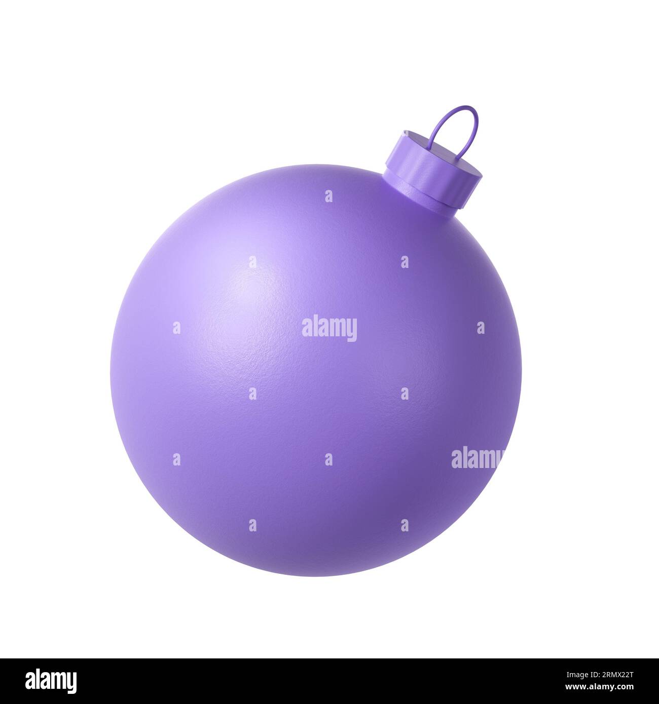 Icona della pallina di Natale 3d Winter rendering Lilac. Sfera realistica con tracciato di ritaglio. Giocattolo natalizio per abete. Illustrazione delle festività Foto Stock