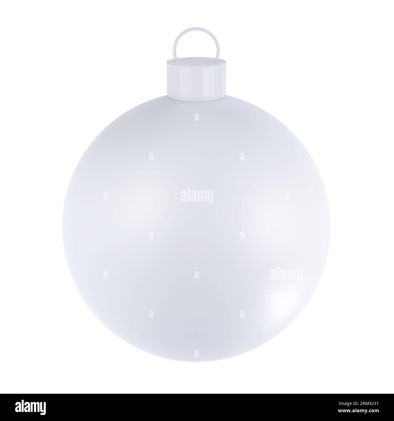 Icona della pallina di Natale con rendering 3d. Sfera bianca realistica con tracciato di ritaglio. Giocattolo natalizio per abete. Illustrazione delle festività Foto Stock